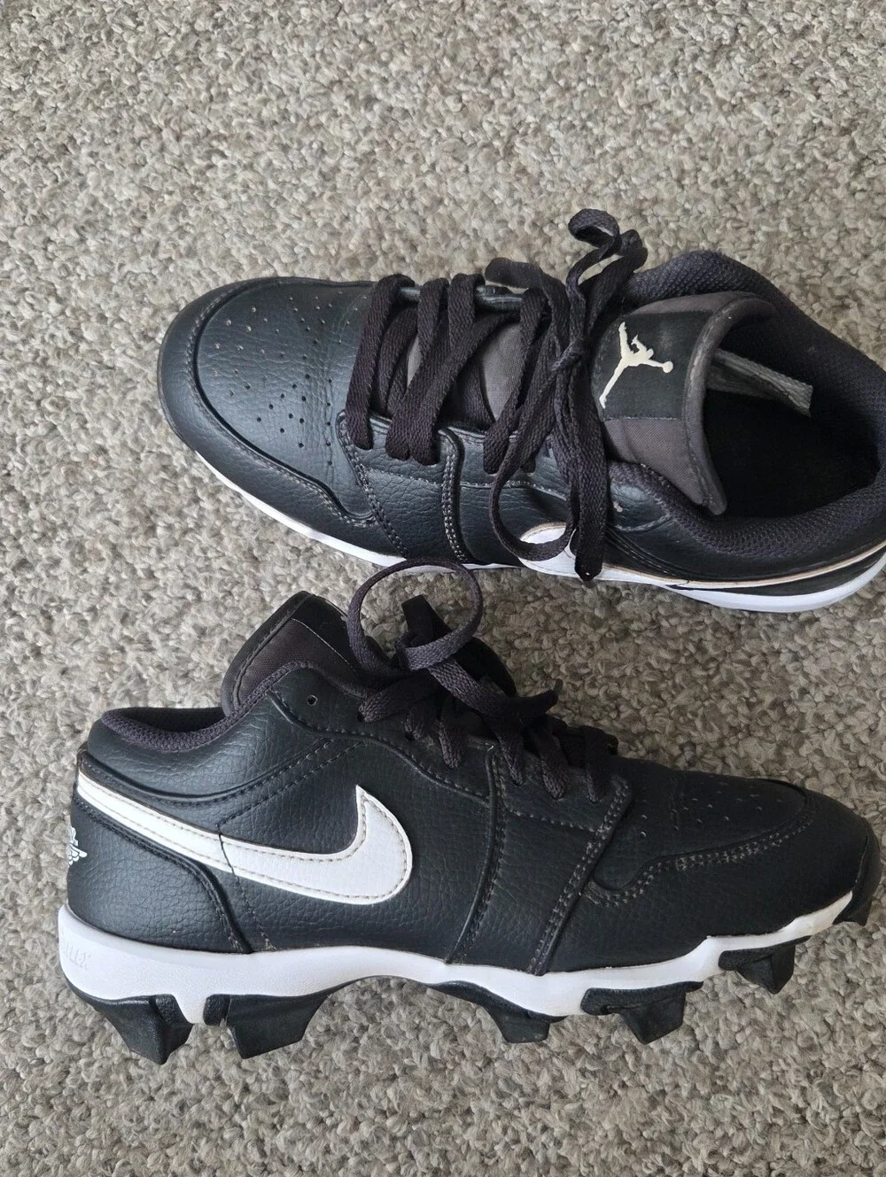 Nike Air Jordan 1 Low Cleats GS Youth Size 5Y Black White Football Baseball